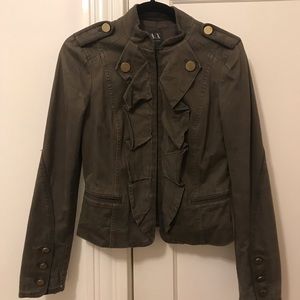 Armani Exchange | Army Green Jacket with Ruffles
